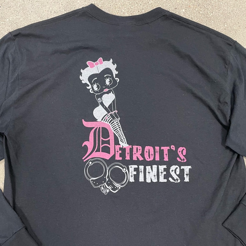 Vintage Y2K Betty Boop Michigan Detroits Finest 313 Police Long Sleeve Shirt XL